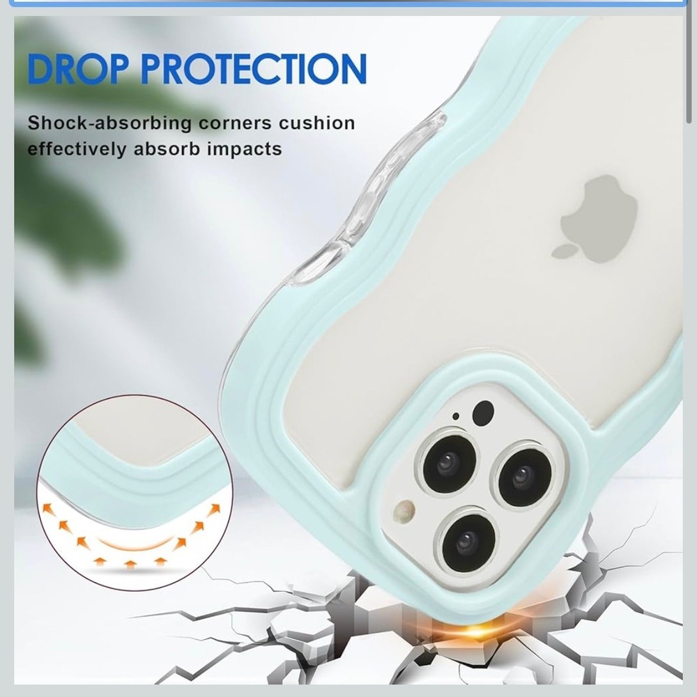 Anuck for iPhone 15‎ Pro Case Wavy Edge Clear Back Design, Anti-Slip Grip